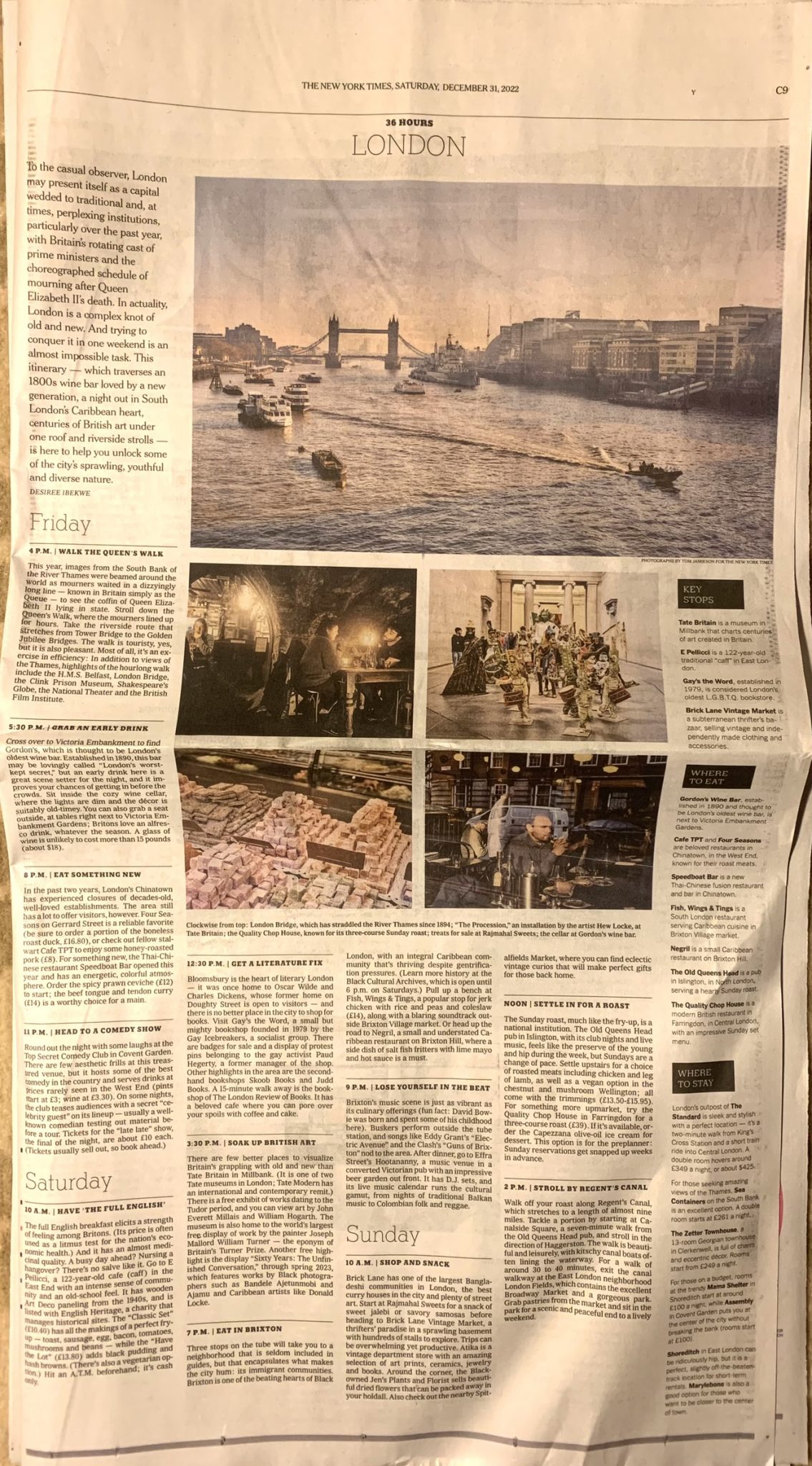 36 Hours in London, NYT, 31 Dec 22 (1)